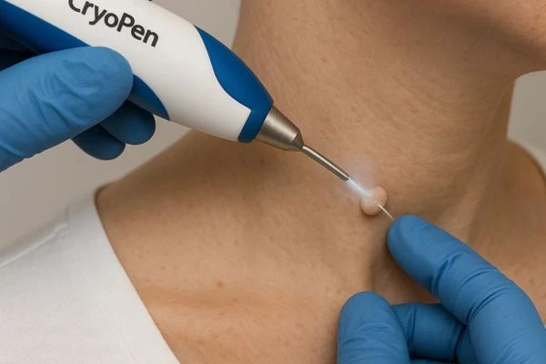 Person receiving Cryotherapy skin tag removal Witney